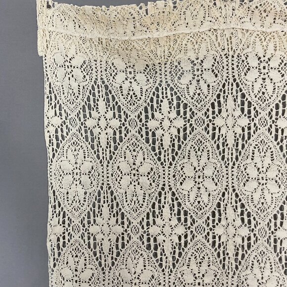 Vintage Crocheted Lace Curtain Tassels Boho Hippie Home Decor Rod Pocket White - Picture 8 of 13